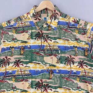 Vintage Kahala Aloha Camp Shirt Mens‎ Medium Tropical Island Palm Tree Beach USA